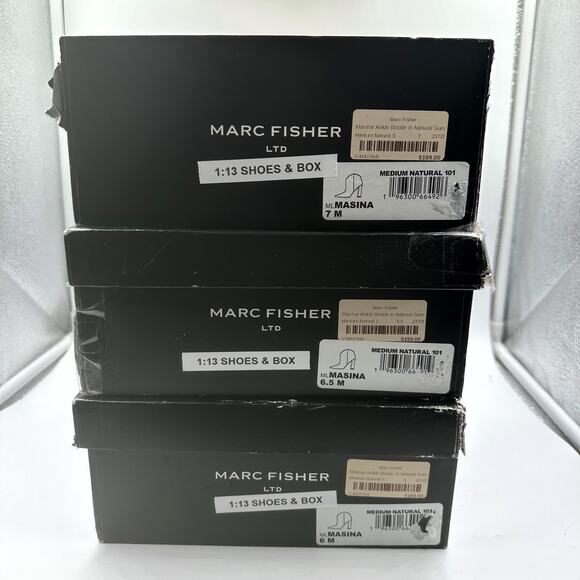 MARC FISHER MASINA ANKLE BOOTIE Medium Natural Suede Block Heel NEW US 6 M - Picture 7 of 8